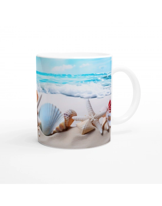 Pastel Renkli Kabuklar ve Yıldızlarla Su Altı Temalı Kupa Bardak