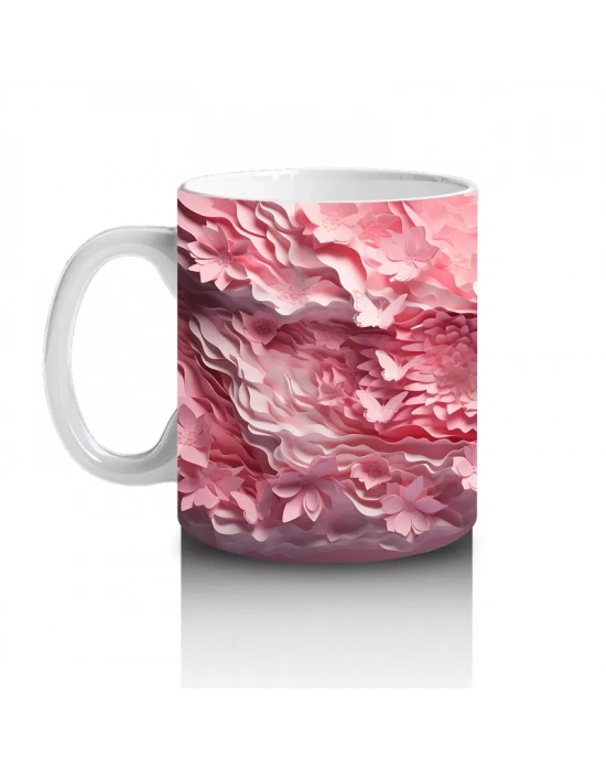 Pastel Renkli Şık Kelebek– Baskılı Kahve Kupası