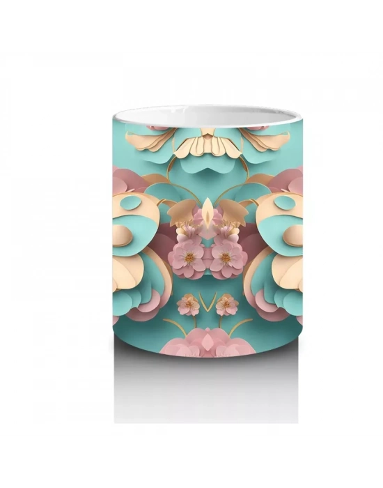 Pastel Tonlarda Dönüşümlü Kelebekler – Baskılı Kahve Kupası