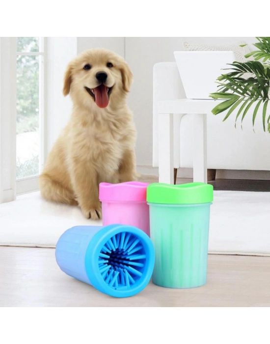 Pati Ayak Yıkama Kovası Silikon Jel Fırçalı Kedi Köpek  (küçük)