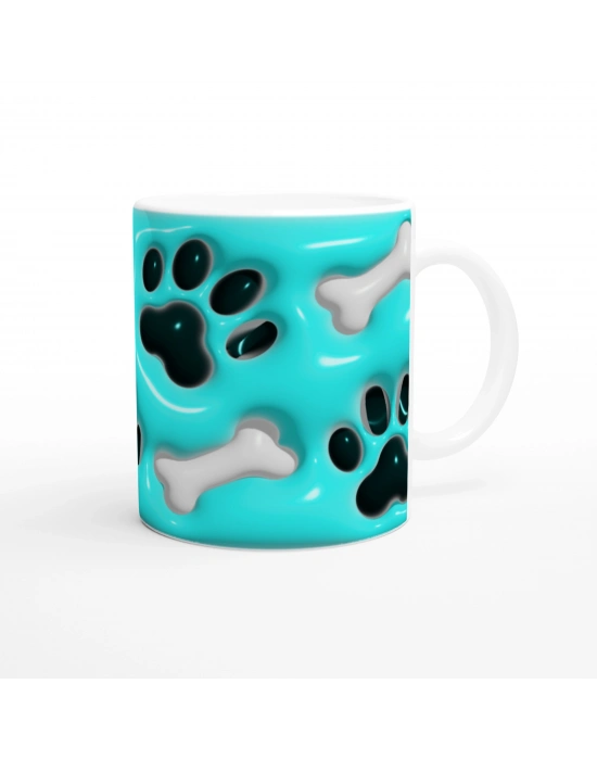 Pati ve Kemik Desenli Turkuaz Temalı Baskılı Kupa Bardak