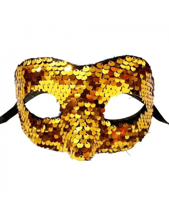 Payetli Venedik Balo Parti Maskesi Altın