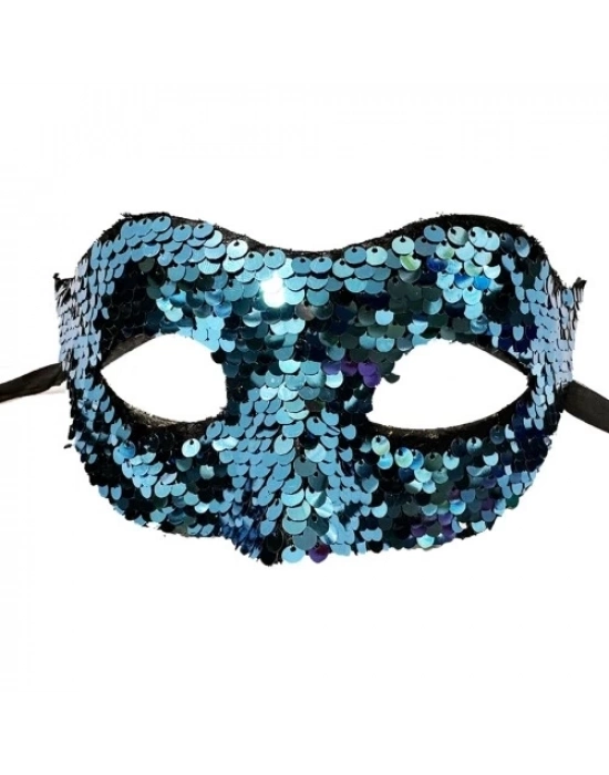 Payetli Venedik Balo Parti Maskesi Mavi