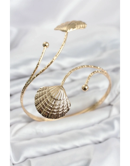 Pazu Bileklik Gold Renk Pirinç Deniz Kabuğu Model
