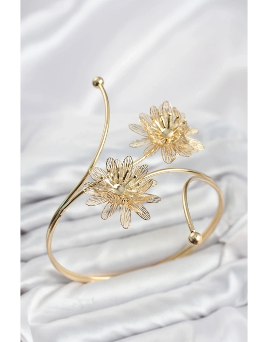 Pazu Bileklik Gold Renk Pirinç Lotus Model
