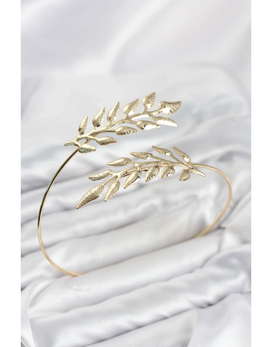 Pazu Bileklik Gold Renk Pirinç Zeytin Dalı Model