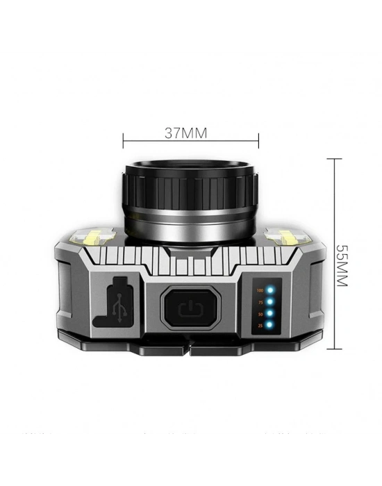 Peakstar Ps-010 800 Lümen Şarj Göstergeli Cob Led Usbli Şarjlı Kafa Lambası