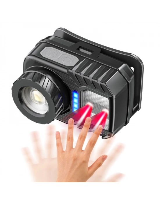 Peakstar Ps-571 Sensör Xpg Cob Led Usb Şarj Edilebilir Lityum Pilli Zoomlu Kafa Lambası