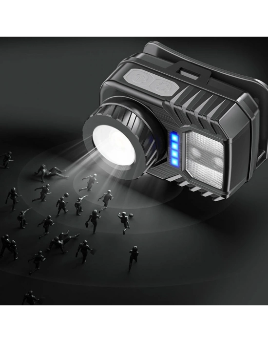 Peakstar Ps-571 Sensör Xpg Cob Led Usb Şarj Edilebilir Lityum Pilli Zoomlu Kafa Lambası