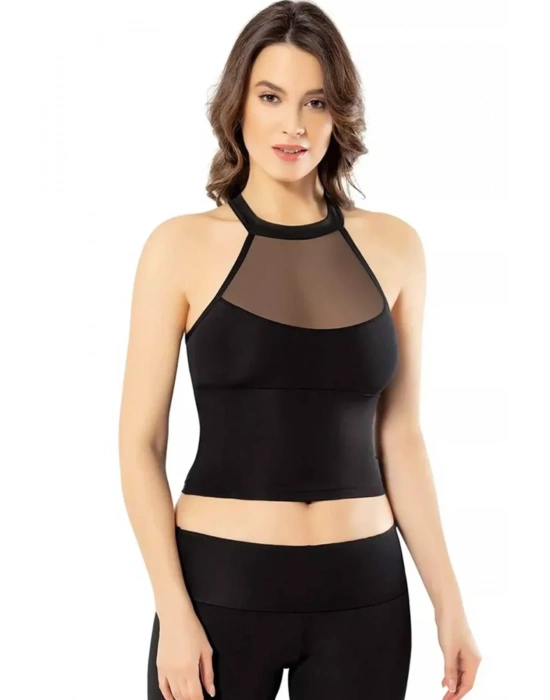Pedli Dalgıç Modelli Krop Kadın Büstiyer Siyah