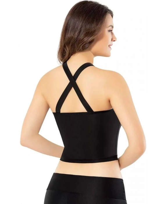 Pedli Dalgıç Modelli Krop Kadın Büstiyer Siyah