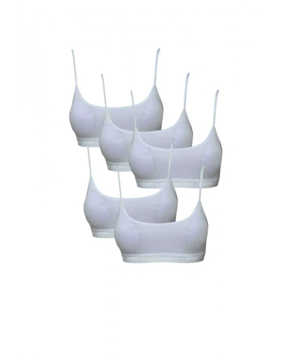 Pedli İp Askılı Beyaz Büstiyer 5 adet