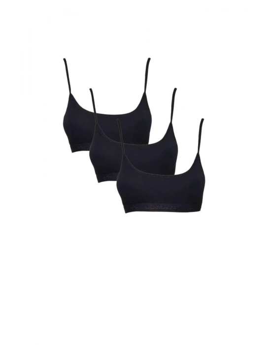 Pedli İp Askılı Siyah Büstiyer 3 adet