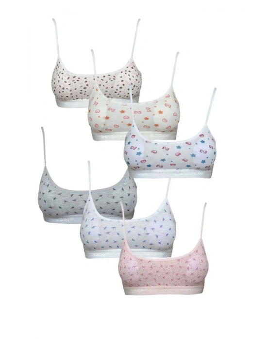 Pedli Ip Askılı Yarım Atlet Desenli Büstiyer 6 Lı Set 2