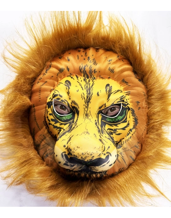 Peluş Aslan Maskesi Kahverengi Yeleli Mega Peluş 33 No