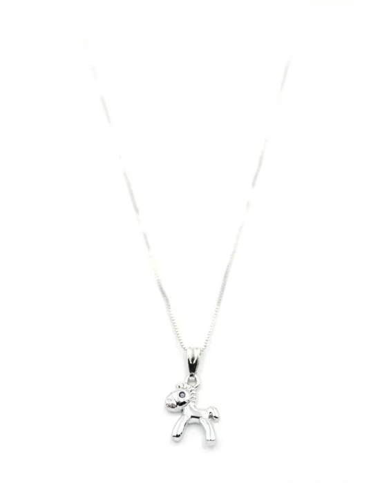 Peluş At Figürü Kolye - Gümüş