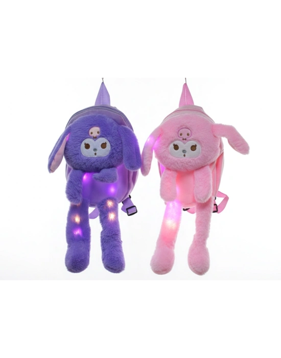 Peluş Işıklı Oynar Kulaklı Kuromi Sırt Çantası