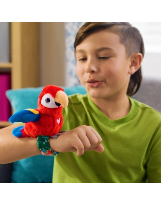 Peluş Ses Tekrarlı Hayvan Bileklik Aksesuar - Kırmızı Papağan