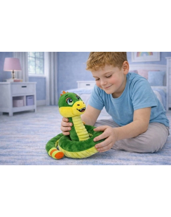 Peluş Sevimli Hayvanlar 35 cm - Yeşil Çıngıraklı Yılan