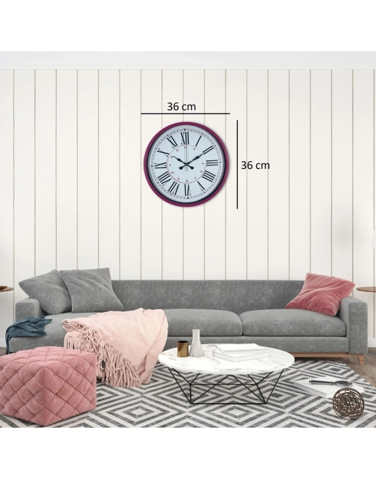 Pembe 36 Cm Dekoratif Duvar Saati