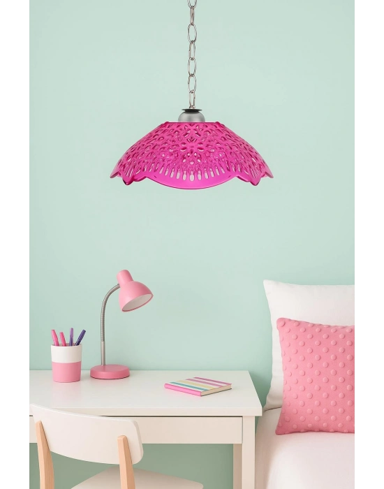 Pembe Akrilik Avize Modern Dekoratif Aydınlatma 35x35x12 cm