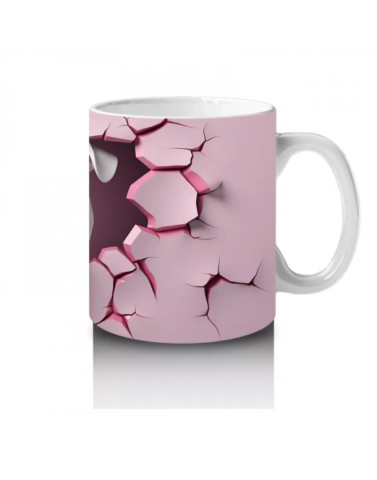 Pembe Arka Planda Bulldog Deseni - Baskılı Kahve Kupası