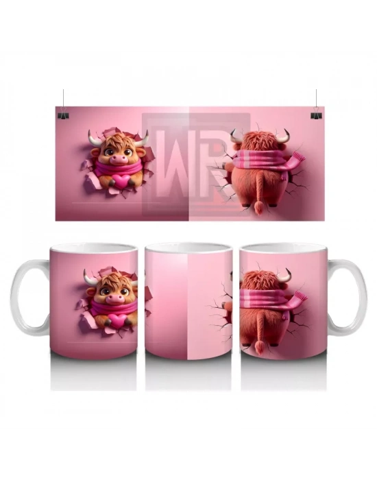 Pembe Arka Planda Oyuncak Ayıcıklar – Baskılı Kahve Kupası