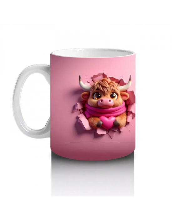 Pembe Arka Planda Oyuncak Ayıcıklar – Baskılı Kahve Kupası