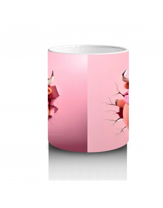 Pembe Arka Planda Oyuncak Ayıcıklar – Baskılı Kahve Kupası