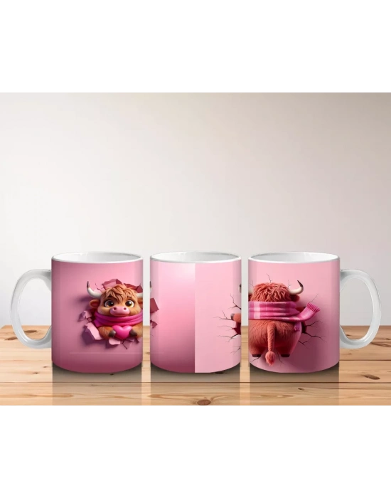 Pembe Arka Planda Oyuncak Ayıcıklar – Baskılı Kahve Kupası