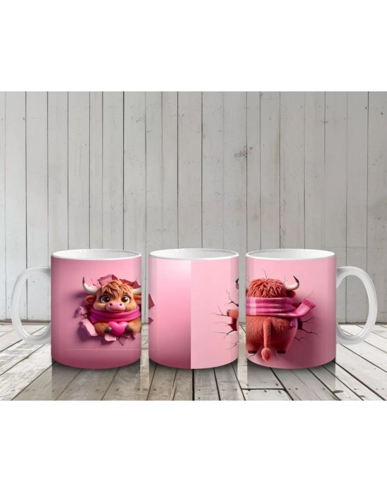 Pembe Arka Planda Oyuncak Ayıcıklar – Baskılı Kahve Kupası