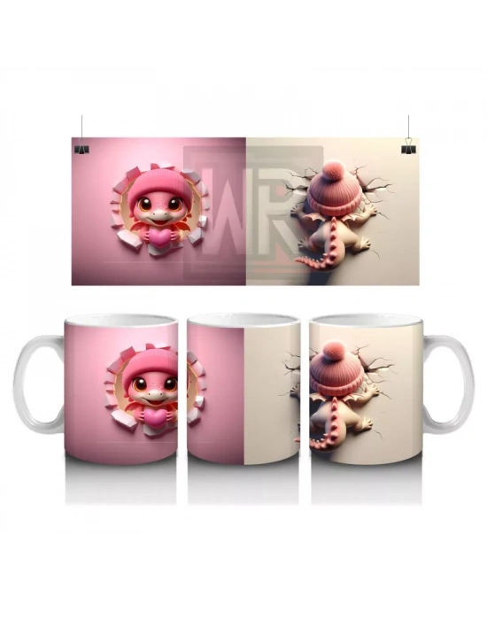 Pembe Arka Planda Şapkalı Oyuncak Ayıcıklar – Baskılı Kahve Kupası