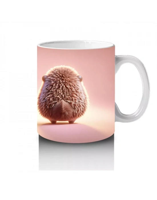 Pembe Arka Planda Sevimli Kirpiler – Baskılı Kahve Kupası