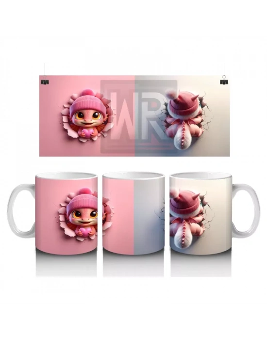 Pembe Bere Takmış Tilki Figürü - Baskılı Kahve Kupası