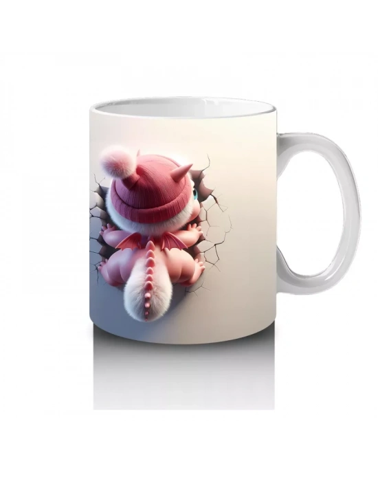 Pembe Bere Takmış Tilki Figürü - Baskılı Kahve Kupası