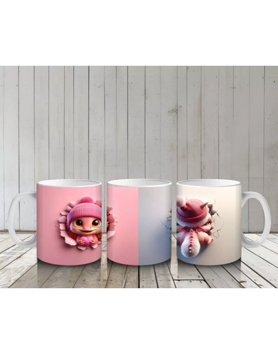 Pembe Bere Takmış Tilki Figürü - Baskılı Kahve Kupası