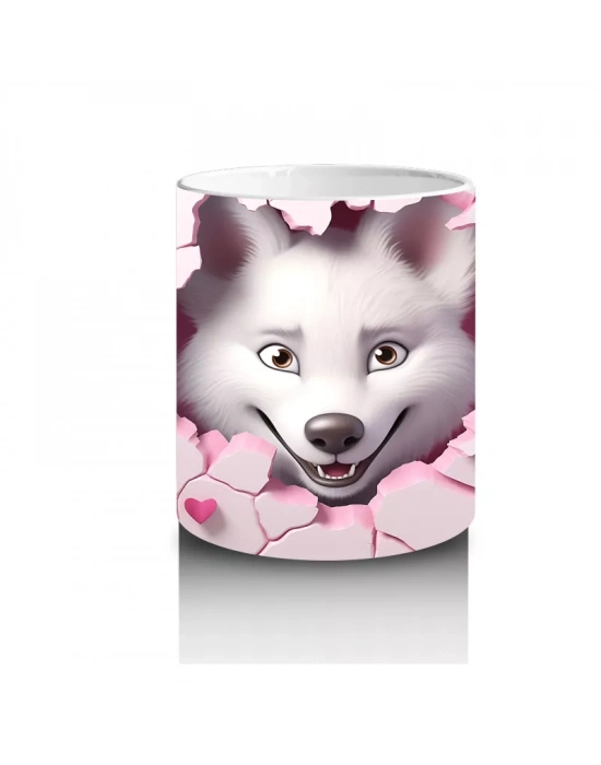 Pembe Çatlak Duvar Arasında Tilki Yavrusu – Baskılı Kahve Kupası