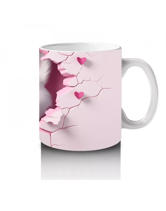 Pembe Çatlak Duvar Arasında Tilki Yavrusu – Baskılı Kahve Kupası