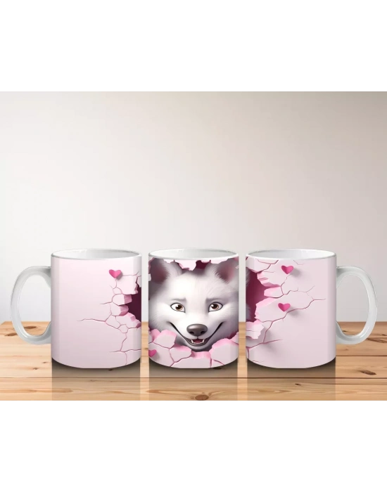 Pembe Çatlak Duvar Arasında Tilki Yavrusu – Baskılı Kahve Kupası