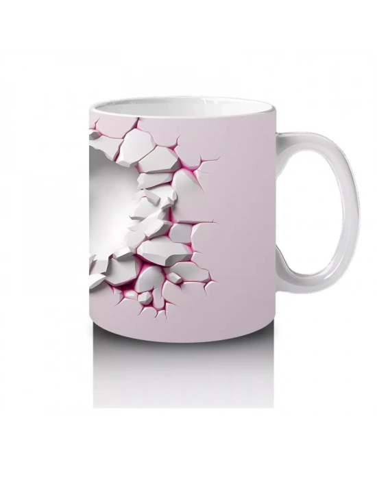 Pembe Çatlaklı Duvar Üzerinde Kelebek – Baskılı Kahve Kupası