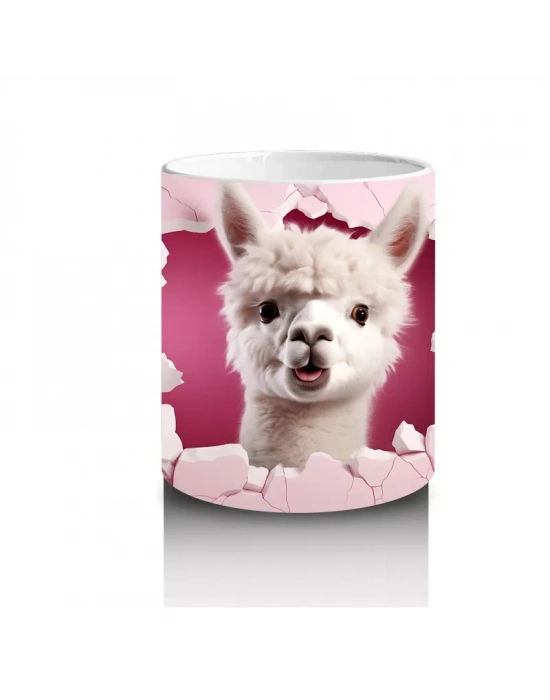 Pembe Çatlakta Bakan Beyaz Chihuahua – Baskılı Kahve Kupası