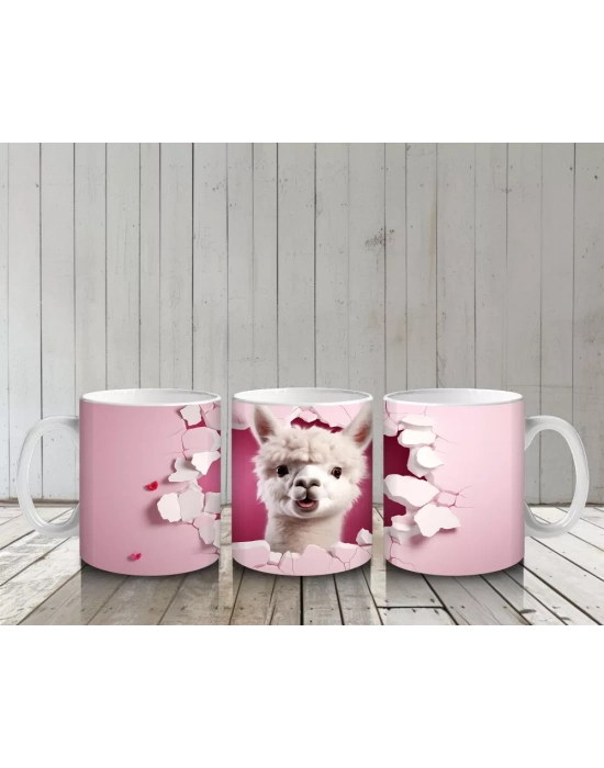 Pembe Çatlakta Bakan Beyaz Chihuahua – Baskılı Kahve Kupası