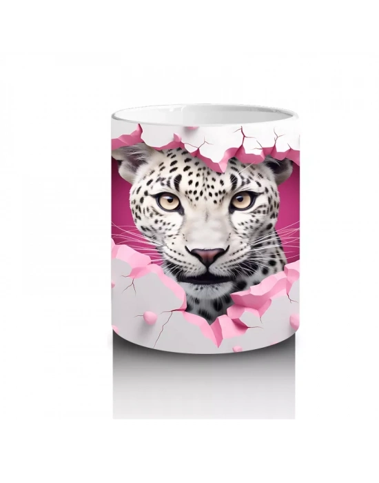 Pembe Çatlakta Bakan Gözleri Parlayan Kaplan – Baskılı Kahve Kupası