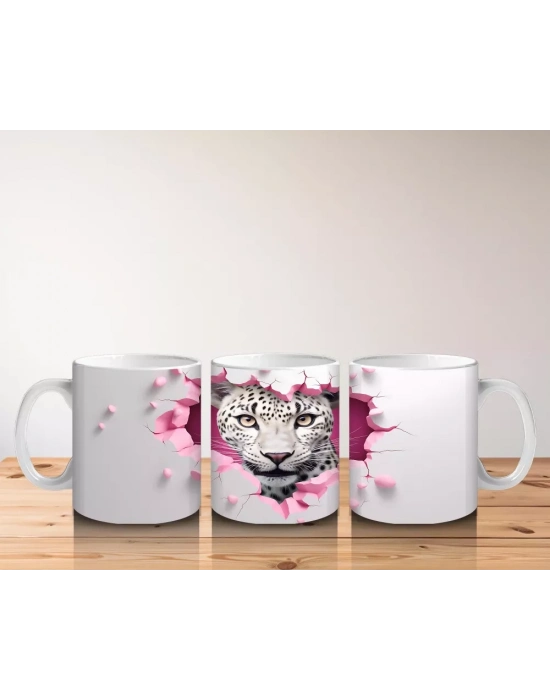 Pembe Çatlakta Bakan Gözleri Parlayan Kaplan – Baskılı Kahve Kupası