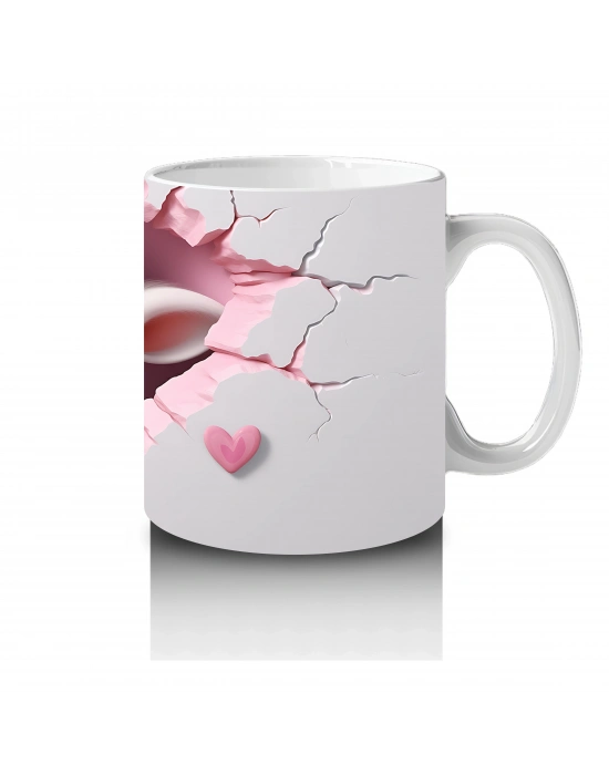 Pembe Çatlakta Bakan Sevimli Kuzu Yavrusu – Baskılı Kahve Kupası