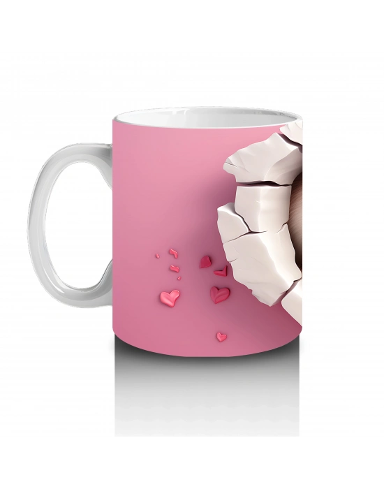 Pembe Çatlakta Gülümseyen Sevimli Tembel Hayvan – Baskılı Kahve Kupası