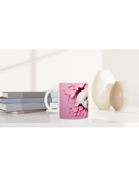 Pembe Çatlaktan Bakan Maltese Temalı Baskılı Kupa Bardak