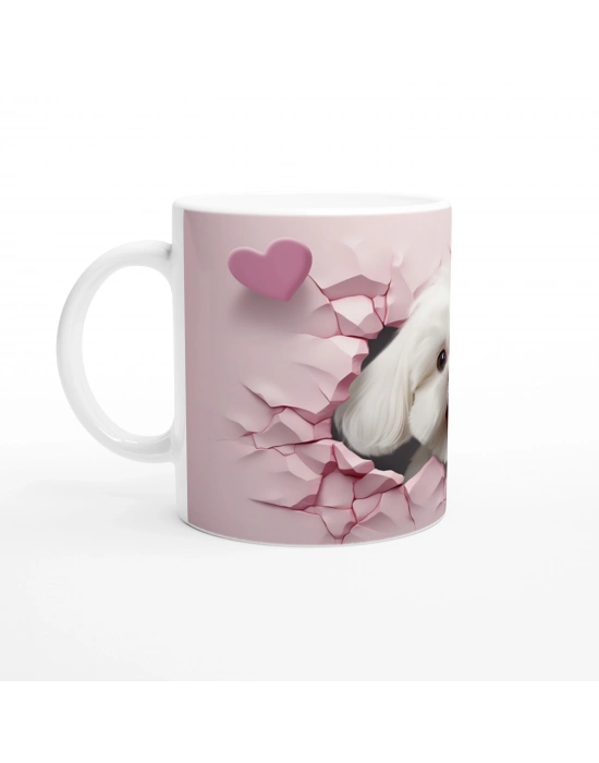 Pembe Çatlaktan Bakan Maltese Terrier Temalı Baskılı Kupa Bardak