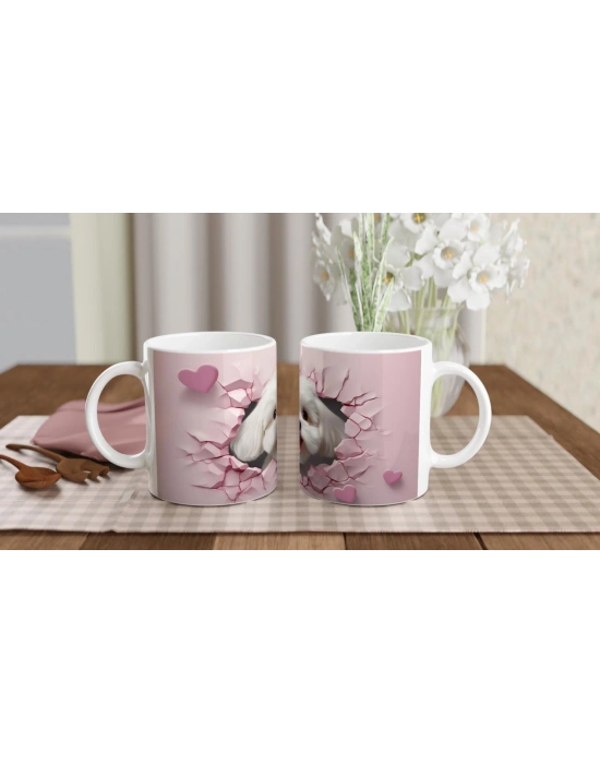 Pembe Çatlaktan Bakan Maltese Terrier Temalı Baskılı Kupa Bardak