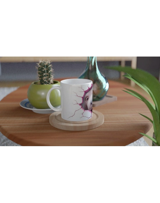 Pembe Çatlaktan Bakan Sevimli Su Aygırı Temalı Baskılı Kupa Bardak